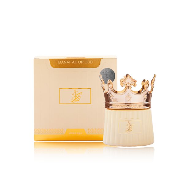 Boîte de Bakhoor Oud Moattar Kaber Banafa for Oud emballage marron et doré عبوة بخور كابر عود معطر من بانافع للعود