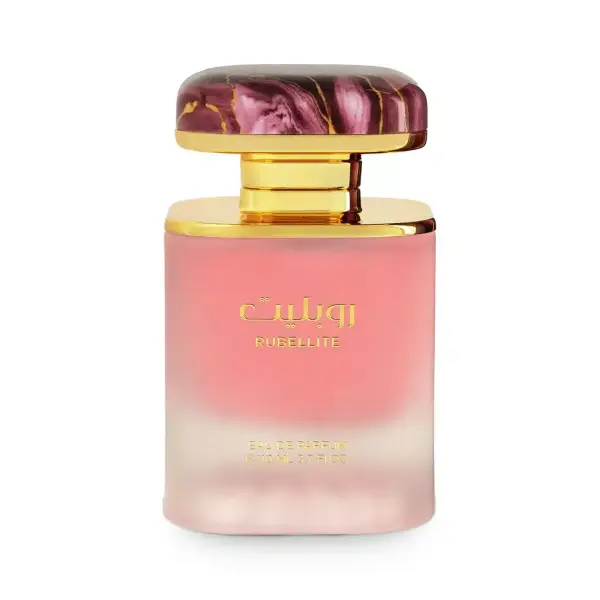 Flacon du parfum Rubellite de Maison Asrar, une fragrance boisée ambrée intense disponible sur Oudmalaki.com au Maroc.