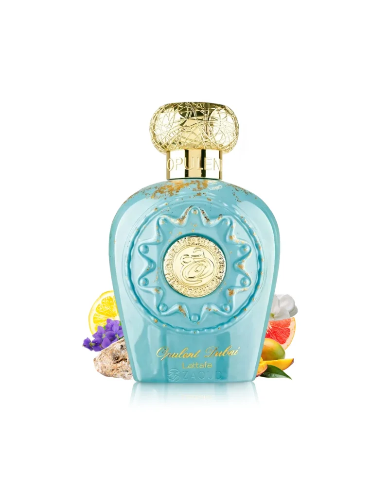 Boîte du parfum Opulent Dubai par Lattafa, Zoom sur le bouchon du flacon Opulent Dubai.