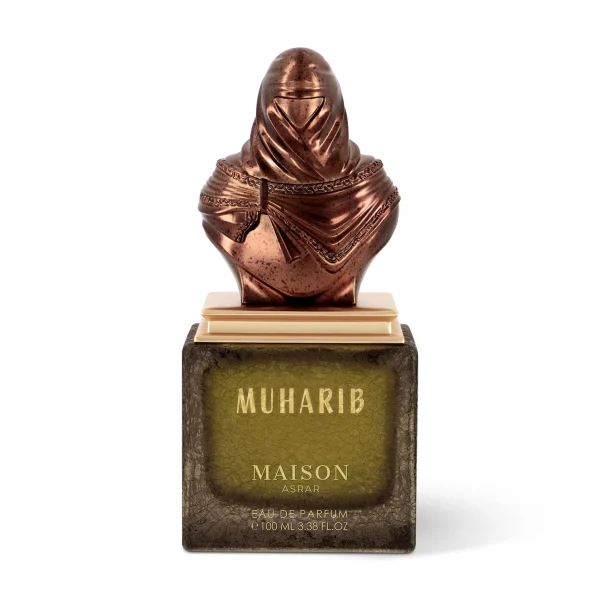 Parfum Muharib Maison Asrar bouteille guerrier bronze